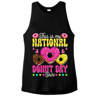 This Is My National Donut Day Funny Son Daughter Ladies PosiCharge Tri-Blend Wicking Tank