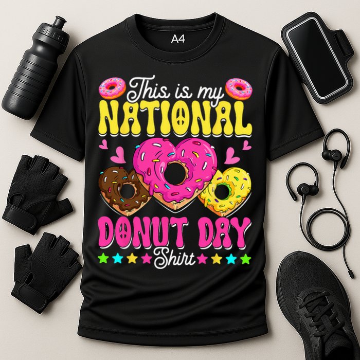 This Is My National Donut Day Funny Son Daughter Cooling Performance Crew T-Shirt