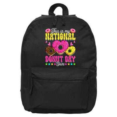 This Is My National Donut Day Funny Son Daughter 16 in Basic Backpack