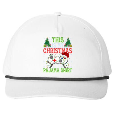 This Is My Christmas Pajama Gamer Santa Video Game Christmas Gift Snapback Five-Panel Rope Hat