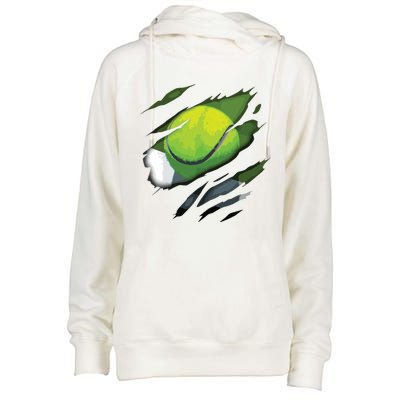 Tennis In Me Design Tennis Design Womens Funnel Neck Pullover Hood