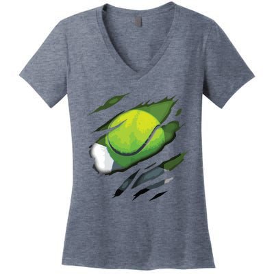 Tennis In Me Design Tennis Design Women's V-Neck T-Shirt