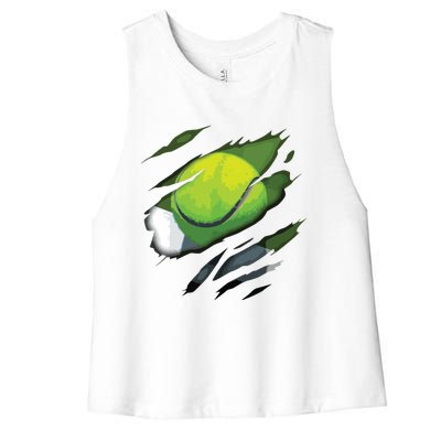 Tennis In Me Design Tennis Design Women's Racerback Cropped Tank