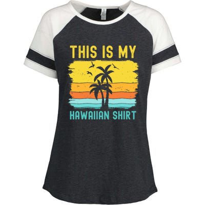 This Is My Hawaiian Palm Tropical Costume Party Hawaii Enza Ladies Jersey Colorblock Tee