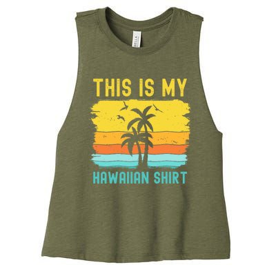 This Is My Hawaiian Palm Tropical Costume Party Hawaii Women's Racerback Cropped Tank