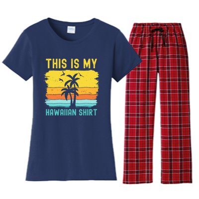 This Is My Hawaiian Palm Tropical Costume Party Hawaii Women's Flannel Pajama Set