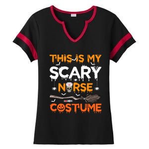 This Is My Scary Nurse Costume Halloween Gift Ladies Halftime Notch Neck Tee