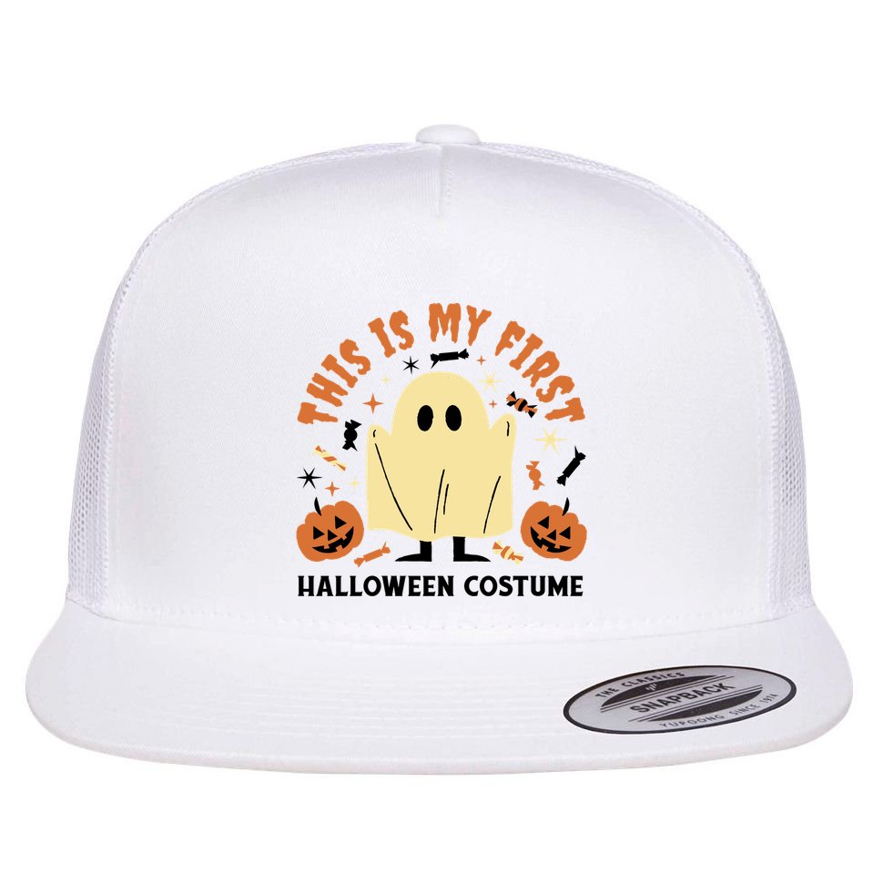 This Is My First Halloween Costume Cute Ghost Flat Bill Trucker Hat