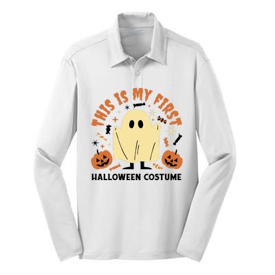 This Is My First Halloween Costume Cute Ghost Silk Touch Performance Long Sleeve Polo