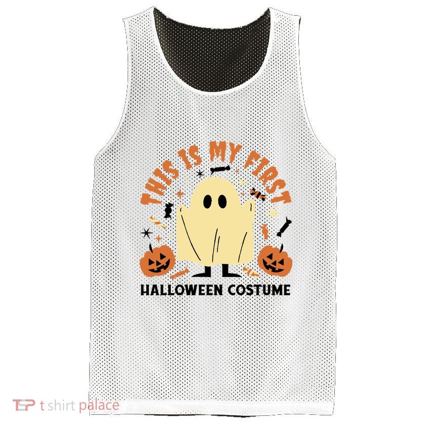 This Is My First Halloween Costume Cute Ghost Mesh Reversible Basketball Jersey Tank