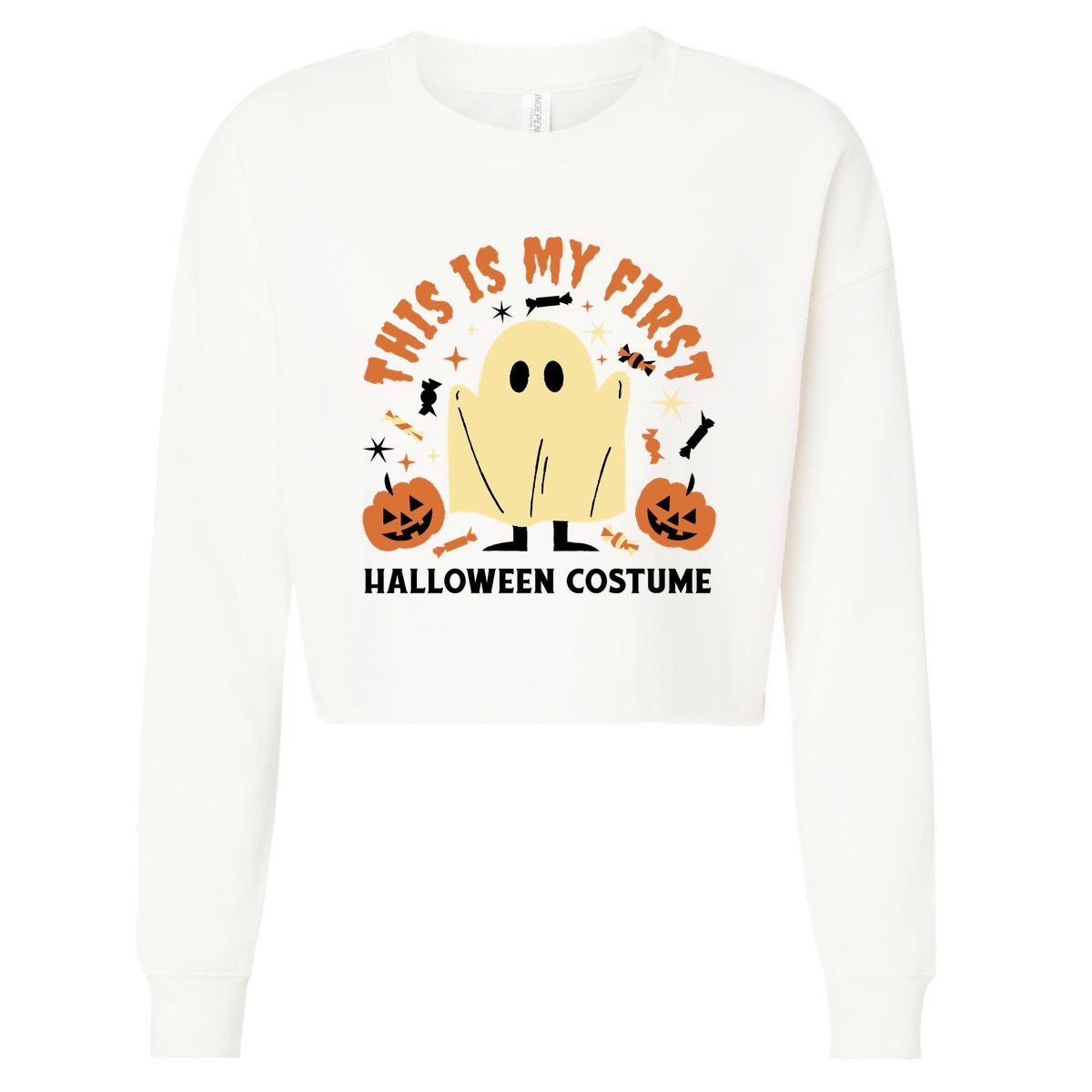 This Is My First Halloween Costume Cute Ghost Cropped Pullover Crew