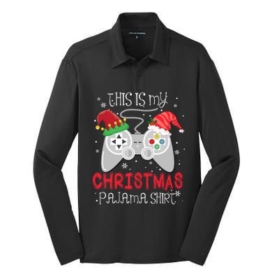 This Is My Christmas Pajama Gamer Video Game Lover Santa Hat Gift Silk Touch Performance Long Sleeve Polo