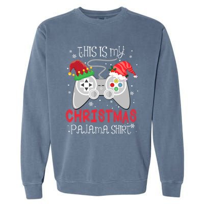 This Is My Christmas Pajama Gamer Video Game Lover Santa Hat Gift Garment-Dyed Sweatshirt