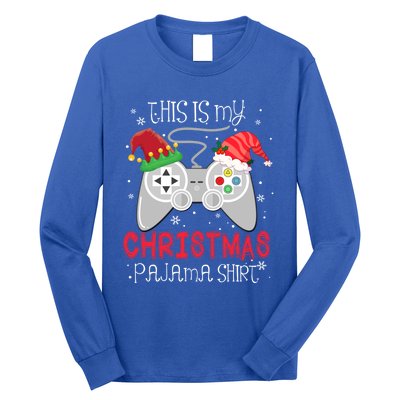 This Is My Christmas Pajama Gamer Video Game Lover Santa Hat Gift Long Sleeve Shirt