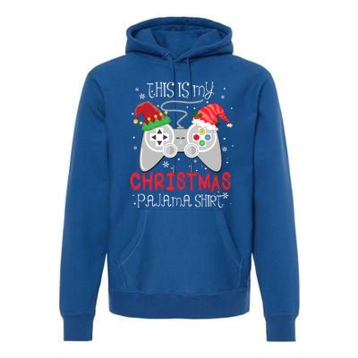 This Is My Christmas Pajama Gamer Video Game Lover Santa Hat Gift Premium Hoodie