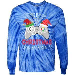 This Is My Christmas Pajama Gamer Video Game Lover Santa Hat Gift Tie-Dye Long Sleeve Shirt