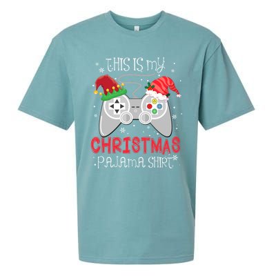 This Is My Christmas Pajama Gamer Video Game Lover Santa Hat Gift Sueded Cloud Jersey T-Shirt