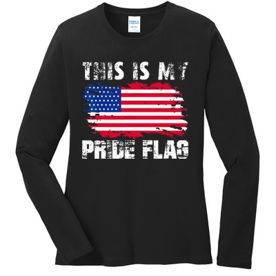 This Is My Pride Flag USA American 4th Of July Patriotic Day Ladies Long Sleeve Shirt