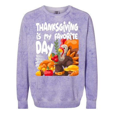 Thanksgiving Is My Favorite Day Turkey Colorblast Crewneck Sweatshirt