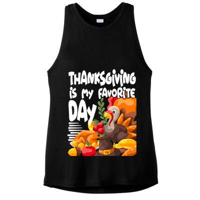 Thanksgiving Is My Favorite Day Turkey Ladies PosiCharge Tri-Blend Wicking Tank