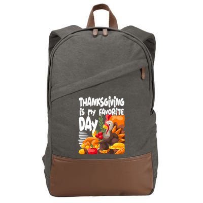 Thanksgiving Is My Favorite Day Turkey Cotton Canvas Backpack