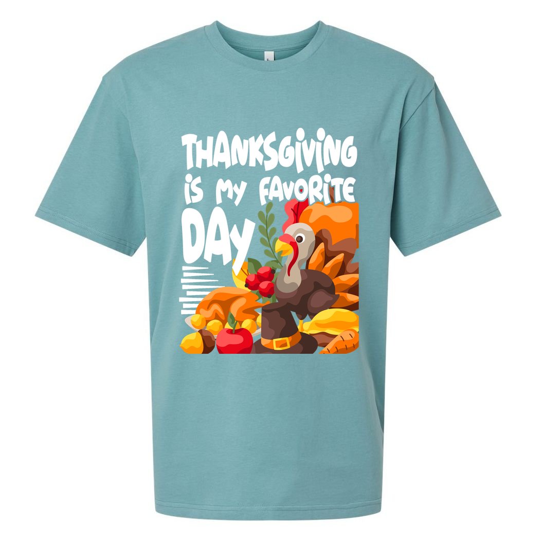 Thanksgiving Is My Favorite Day Turkey Sueded Cloud Jersey T-Shirt