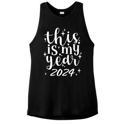 This Is My Year 2024 New Years 2024 Party Design Gift Ladies PosiCharge Tri-Blend Wicking Tank