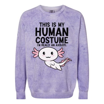 This Is My Human Costume I'm Really An Axolotl  Colorblast Crewneck Sweatshirt