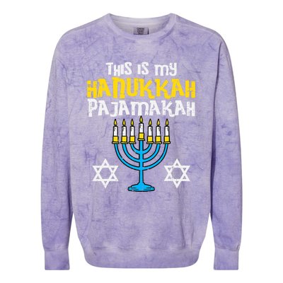 This Is My Hanukkah Pajamakah Menorah Chanukah Pajamas PJs Colorblast Crewneck Sweatshirt