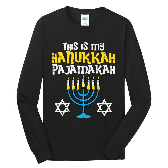 This Is My Hanukkah Pajamakah Menorah Chanukah Pajamas PJs Tall Long Sleeve T-Shirt