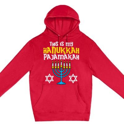 This Is My Hanukkah Pajamakah Menorah Chanukah Pajamas PJs Premium Pullover Hoodie