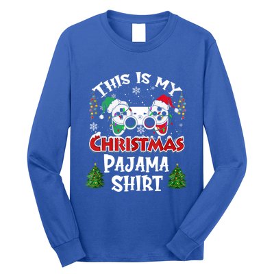 This Is My Christmas Pajama Santa Hat Gamer Video Game Xmas Great Gift Long Sleeve Shirt