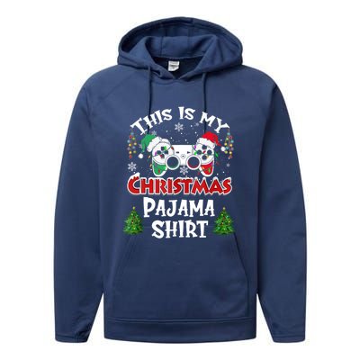 This Is My Christmas Pajama Santa Hat Gamer Video Game Xmas Great Gift Performance Fleece Hoodie