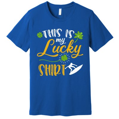 This Is My Lucky Surfing Shamrock Gift St Patricks Day Gift Premium T-Shirt