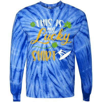 This Is My Lucky Surfing Shamrock Gift St Patricks Day Gift Tie-Dye Long Sleeve Shirt