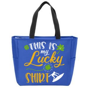 This Is My Lucky Surfing Shamrock Gift St Patricks Day Gift Zip Tote Bag