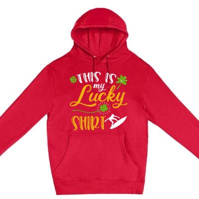 This Is My Lucky Surfing Shamrock Gift St Patricks Day Gift Premium Pullover Hoodie