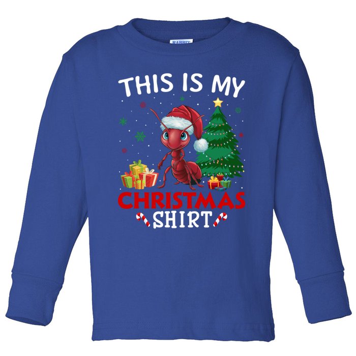 This Is My Ant Santa Hat Christmas Pajama Gift Toddler Long Sleeve Shirt