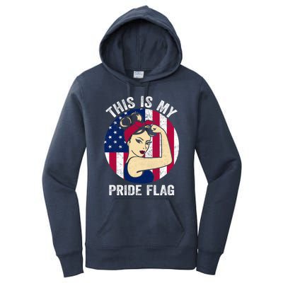 This Is My Pride Flag USA American Flag 4th Of July Pride Flag Women's Pullover Hoodie