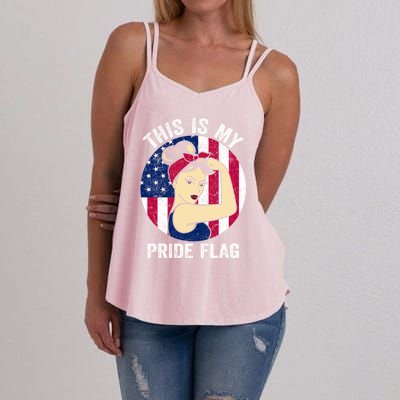 This Is My Pride Flag USA American Flag 4th Of July Pride Flag Women's Strappy Tank