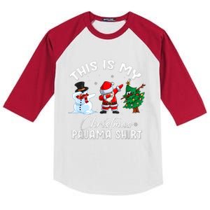 This Is My Christmas Pajama Funny Matching Family Kids Colorblock Raglan Jersey