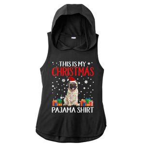 This Is My Pug Dog Christmas Pajama Santa Reindeer Lights Ladies PosiCharge Tri-Blend Wicking Draft Hoodie Tank