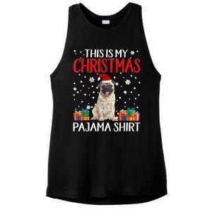 This Is My Pug Dog Christmas Pajama Santa Reindeer Lights Ladies PosiCharge Tri-Blend Wicking Tank