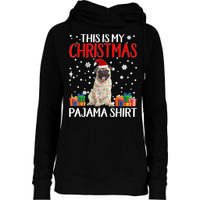 This Is My Pug Dog Christmas Pajama Santa Reindeer Lights Womens Funnel Neck Pullover Hood