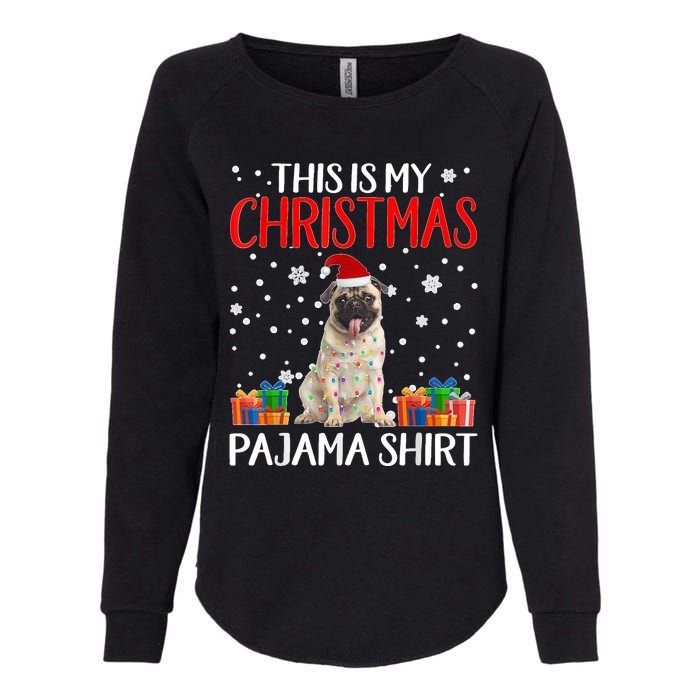 This Is My Pug Dog Christmas Pajama Santa Reindeer Lights Womens California Wash Sweatshirt