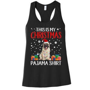 This Is My Pug Dog Christmas Pajama Santa Reindeer Lights Women's Racerback Tank