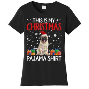 This Is My Pug Dog Christmas Pajama Santa Reindeer Lights Women's T-Shirt