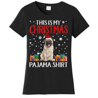 This Is My Pug Dog Christmas Pajama Santa Reindeer Lights Women's T-Shirt