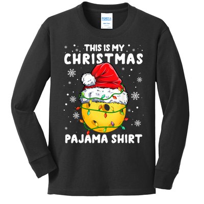 This Is My Christmas Pickleball Pajama Kids Long Sleeve Shirt