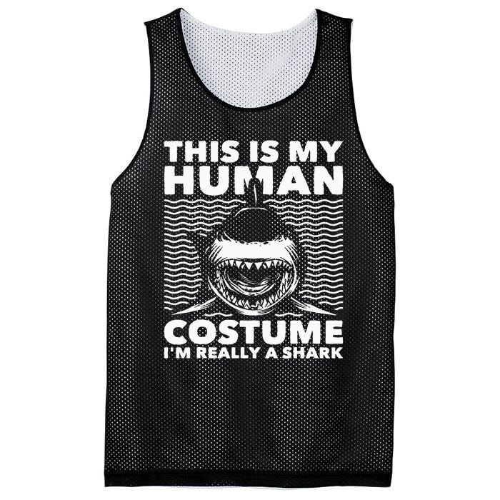 This Is My Human Costume Shark Lovers Marine Biologist Mesh Reversible Basketball Jersey Tank